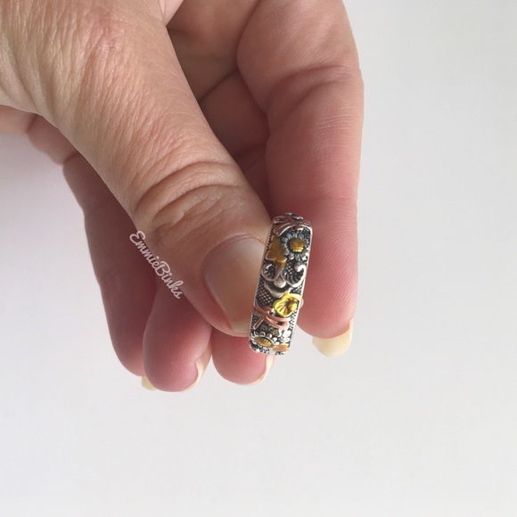 💥3for$28 New Vintage Style Aged Dragonfly Floral Mixed Metal Band Ring - Picture 12 of 14